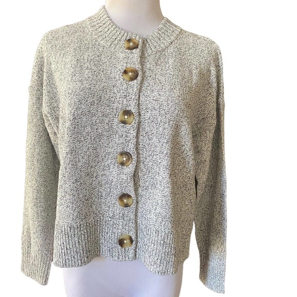Madewell Womens Gray Button Cropped Broadway Cardigan Sweater Size XS New - Picture 3 of 9